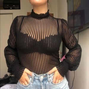 Urban Outfitters Sheer Striped Blouse